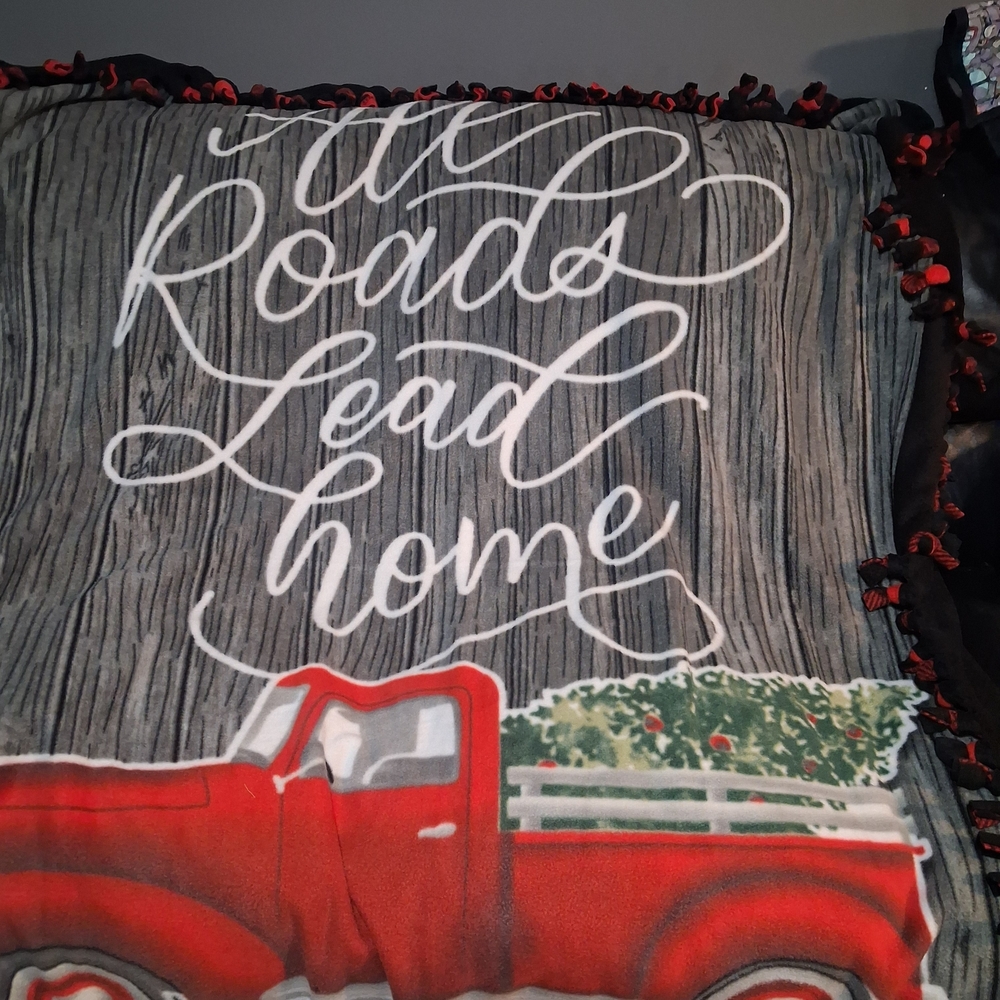 All Roads Lead Home Red Truck Throw Blanket